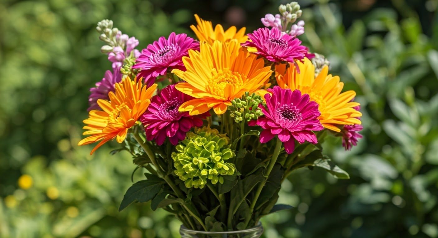 Colorful bouquet in Stoneyford garden