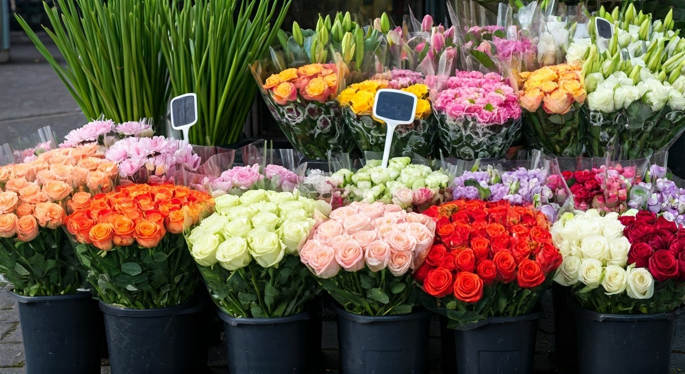 Vibrant flower shop display in Mooncoin.