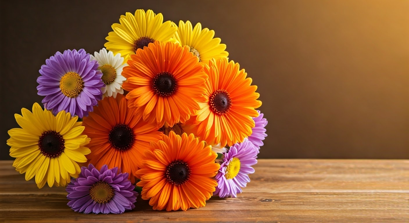 Vibrant bouquet of assorted flowers.