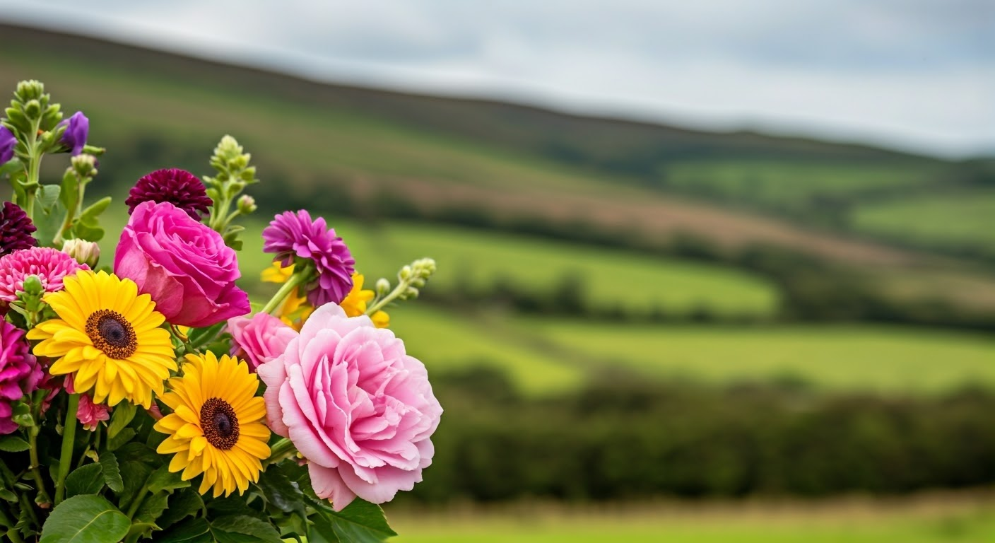 Seasonal flowers in Castlecomer countryside.