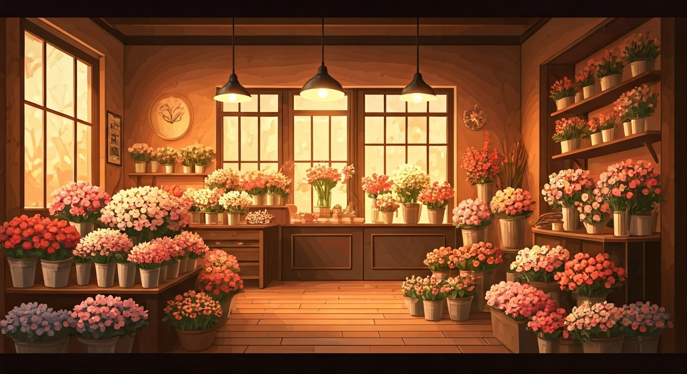 Cozy flower shop interior.